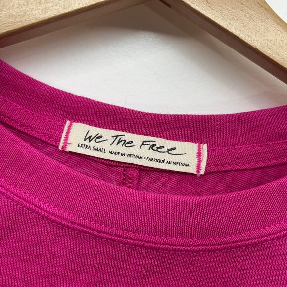 Free People Pink Cotton Blend Oversized Short Sleeve Tee T-Shirt XS Lightweight - Picture 6 of 7